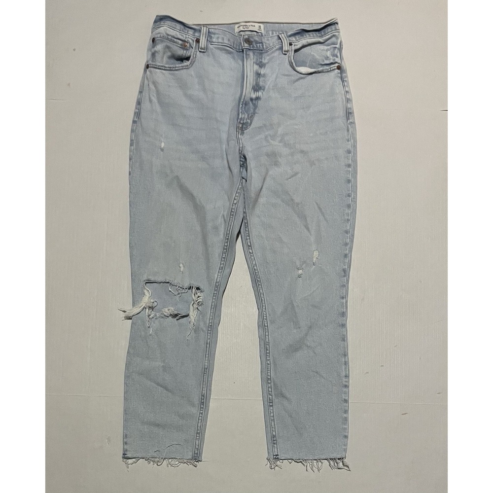 ABERCROMBIE & FITCH Size 10 X 25 Jeans High Rise Skinny Distressed Frayed‎ Hem